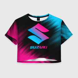 Женская футболка Crop-top 3D Suzuki - neon gradient