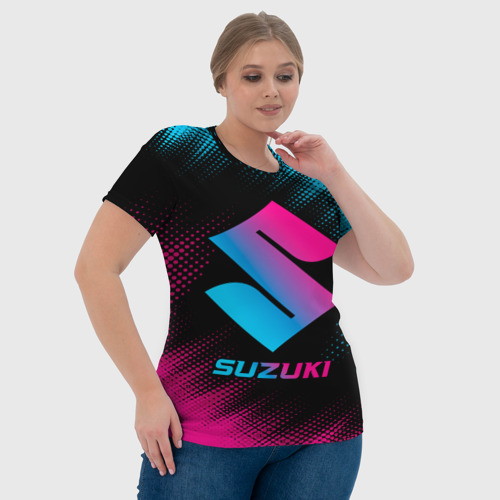 Женская футболка 3D с принтом Suzuki - neon gradient, фото #4