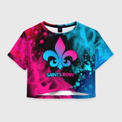 Женская футболка Crop-top 3D Saints Row - neon gradient