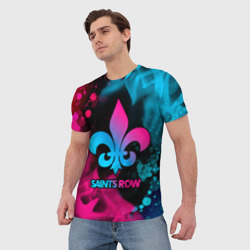 Мужская футболка 3D Saints Row - neon gradient - фото 2