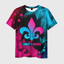 Мужская футболка 3D Saints Row - neon gradient