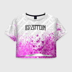 Женская футболка Crop-top 3D Led Zeppelin rock Legends: символ сверху