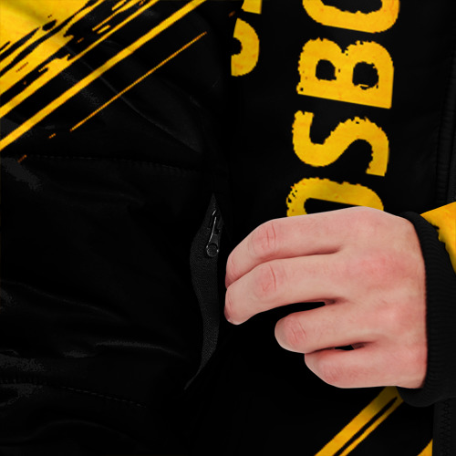 Мужская зимняя куртка 3D Ozzy Osbourne - gold gradient: надпись, символ, цвет черный - фото 6
