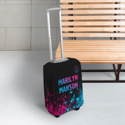 Чехол для чемодана 3D Marilyn Manson - neon gradient: символ сверху - фото 2