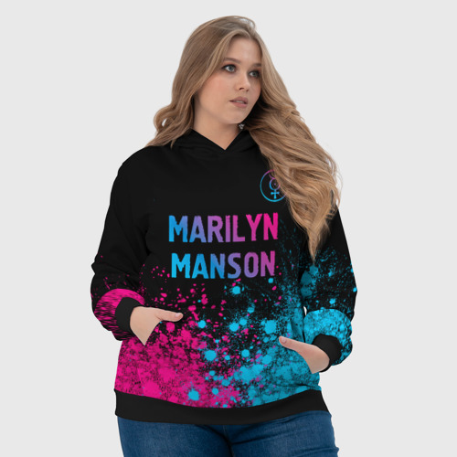 Женская толстовка 3D Marilyn Manson - neon gradient: символ сверху, цвет 3D печать - фото 6
