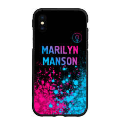 Чехол для iPhone XS Max матовый Marilyn Manson - neon gradient: символ сверху