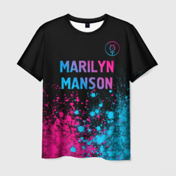 Мужская футболка 3D Marilyn Manson - neon gradient: символ сверху