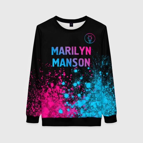 Женский свитшот 3D Marilyn Manson - neon gradient: символ сверху, цвет 3D печать