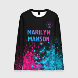 Мужской лонгслив 3D Marilyn Manson - neon gradient: символ сверху