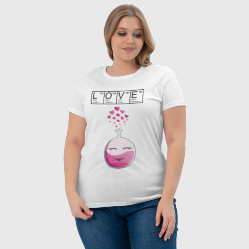 Женская футболка хлопок Химия любви - для нее, цвет белый - фото 6
