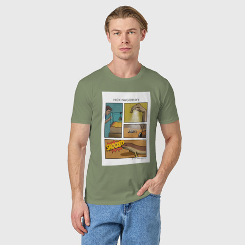 Мужская футболка хлопок Комикс с сцинком Перри, цвет авокадо - фото 3
