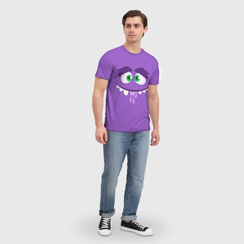 Мужская футболка 3D Глупое лицо монстра, цвет 3D печать - фото 5