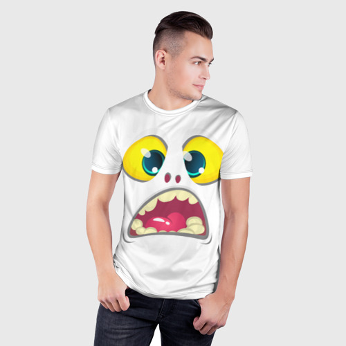 Мужская футболка 3D Slim Симпатичное мультяшное лицо монстра, цвет 3D печать - фото 3