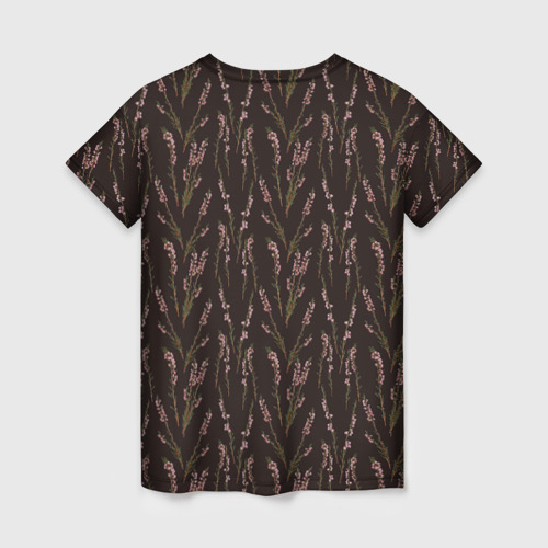 Женская футболка 3D с принтом Вереск гербарий, вид сзади #1