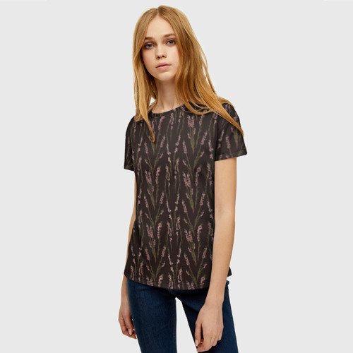 Женская футболка 3D с принтом Вереск гербарий, фото на моделе #1