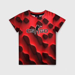 Детская футболка 3D CS GO black red abstract