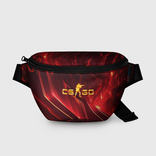 Поясная сумка 3D с принтом CS GO fire  logo, вид спереди #2
