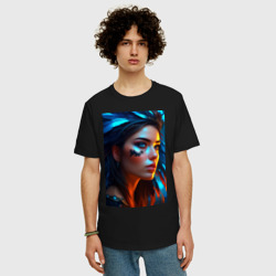 Мужская футболка хлопок Oversize Чёрная ворона в женском обличии - нейросеть - фото 2