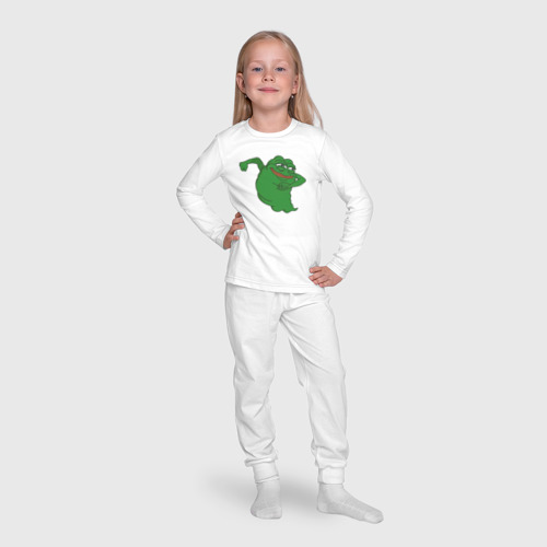 Детская пижама с лонгсливом хлопок Лягушонок Пепе призрак, цвет белый - фото 7