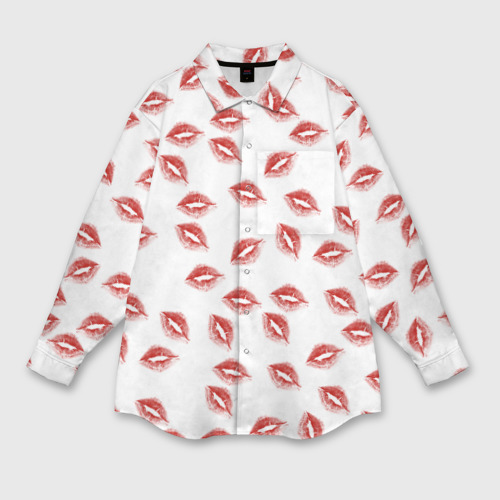 Женская рубашка oversize 3D с принтом Поцелуи - паттерн, вид спереди #2