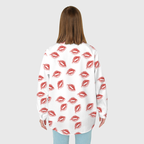 Женская рубашка oversize 3D с принтом Поцелуи - паттерн, вид сзади #2