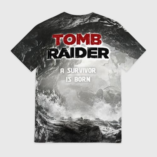 Мужская футболка 3D с принтом Rise of the Tomb rider, вид сзади #1