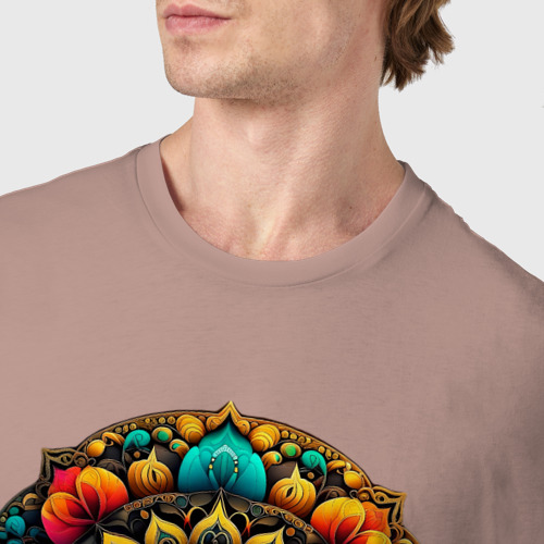 Мужская футболка хлопок с принтом Мандала от нейросети, фото #4