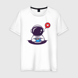 Мужская футболка хлопок Космонавт, кофе и сердечко