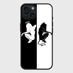 Чехол силиконовый для Apple iPhone 15 матовый Ангел и Демон