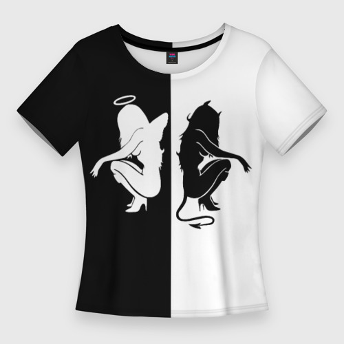Женская футболка 3D Slim Ангел и Демон, цвет 3D печать