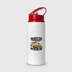Бутылка для воды с трубочкой Russia tuning car