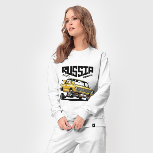 Женский костюм хлопок Russia tuning car, цвет белый - фото 5