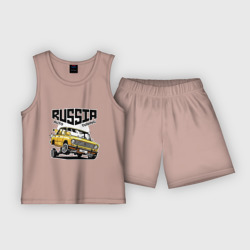 Детская пижама с шортами хлопок Russia tuning car