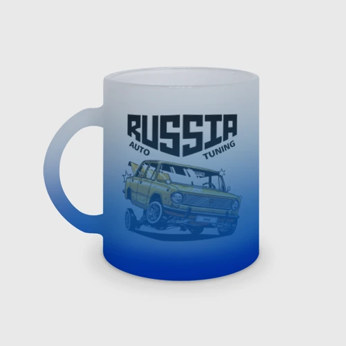 Кружка матовая стеклянная Russia tuning car