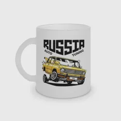 Кружка матовая стеклянная Russia tuning car