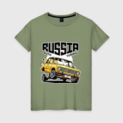 Женская футболка хлопок Russia tuning car