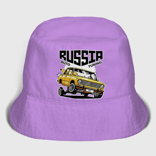 Женская панама хлопок Russia tuning car, цвет нежно-фиолетовый