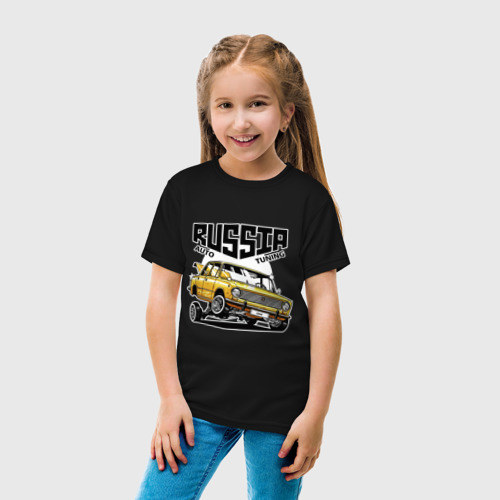 Детская футболка хлопок Russia tuning car, цвет черный - фото 5