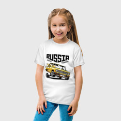 Футболка с принтом Russia tuning car для ребенка, вид на модели спереди №3. Цвет основы: белый