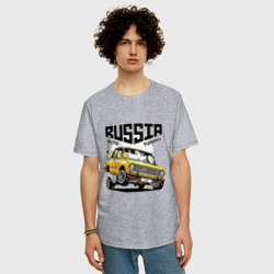 Мужская футболка хлопок Oversize Russia tuning car - фото 2