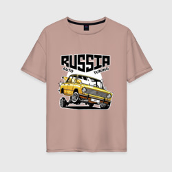 Женская футболка хлопок Oversize Russia tuning car