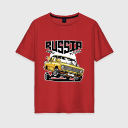 Женская футболка хлопок Oversize Russia tuning car