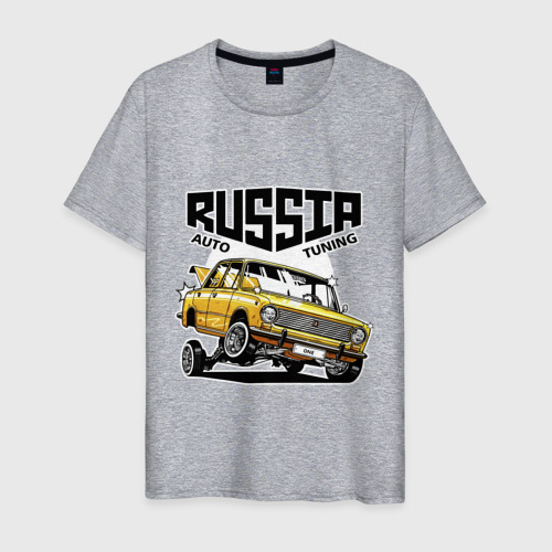 Мужская футболка хлопок Russia tuning car, цвет меланж