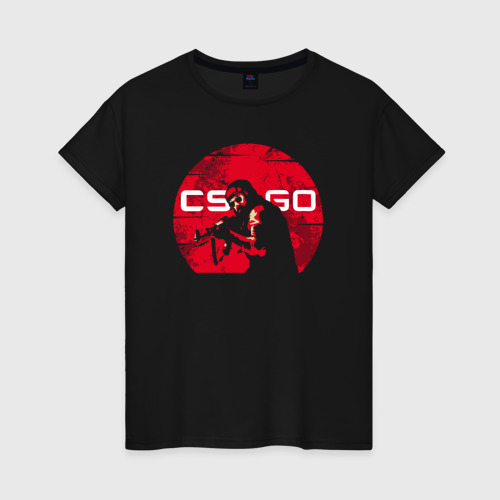 Женская футболка хлопок с принтом Red CSGO, вид спереди #2