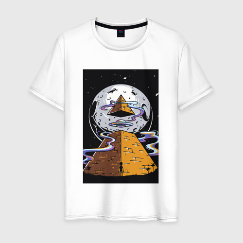 Мужская футболка из хлопка с принтом Alien UFO, вид спереди №1