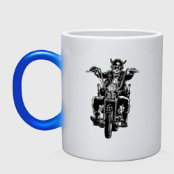 Кружка хамелеон Skull biker with beer