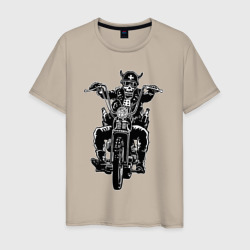 Мужская футболка хлопок Skull biker with beer