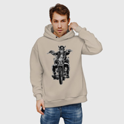 Мужское худи Oversize хлопок Skull biker with beer - фото 2