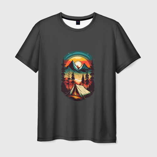 Мужская футболка 3D Палатка в горах, цвет 3D печать