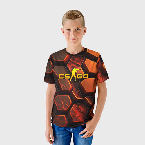 Детская футболка 3D CS GO orange logo, цвет 3D печать - фото 3